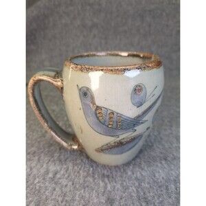 VTG Ken Edwards Pottery El Palomar Mexico Tonala Blue Bird  Coffee Mug